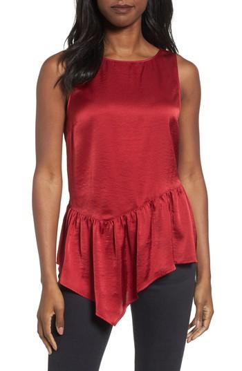 Women's Halogen Sleeveless Asymmetrical Ruffle Top, Size - Red