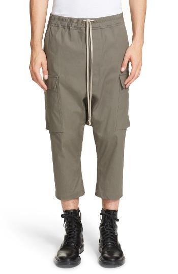 Men's Rick Owens Drop Crotch Crop Cargo Pants