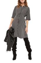 Women's Topshop Kady Stripe Maternity Shirtdress Us (fits Like 0-2) - Black