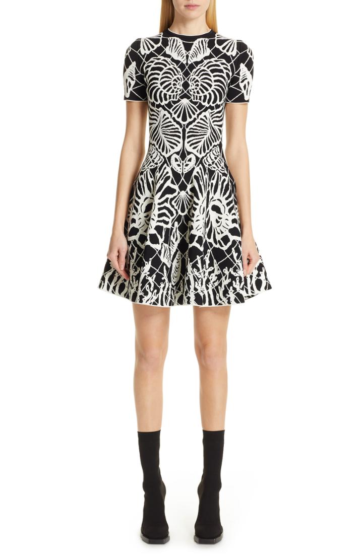 Women's Alexander Mcqueen Wave Jacquard Minidress