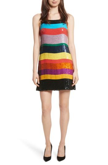 Women's Alice + Olivia Bridget Striped Sequin Slipdress - Black