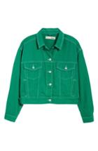 Petite Women's Topshop Boxy Denim Jacket P Us (fits Like 00p) - Green