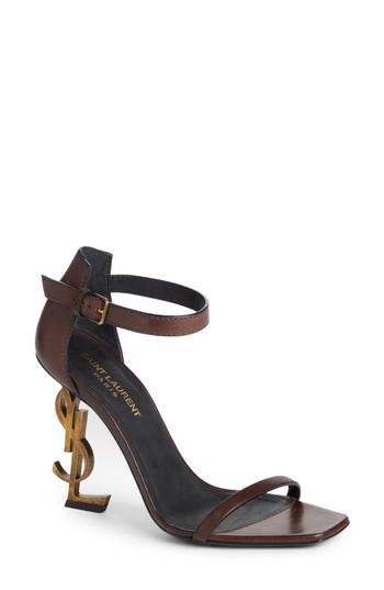 Women's Saint Laurent Opyum Ysl Ankle Strap Sandal .5us / 36.5eu - Brown