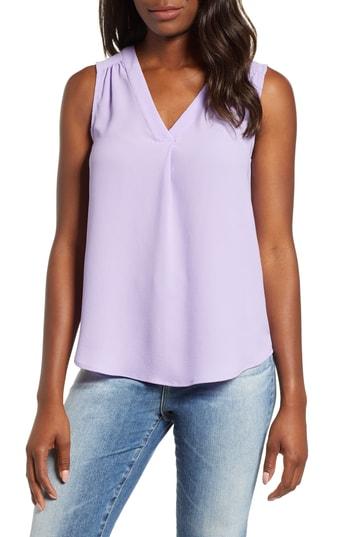 Women's Gibson Stretch Crepe Split Neck Sleeveless Blouse - Purple