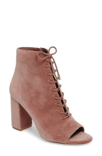 Women's Joie Lakia Open Toe Velvet Bootie Us / 35eu - Pink