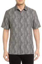 Men's Tommy Bahama Geo Dream Standard Fit Silk Camp Shirt - Grey