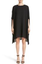 Women's St. John Collection Double Silk Georgette Draped Dress, Size - Black