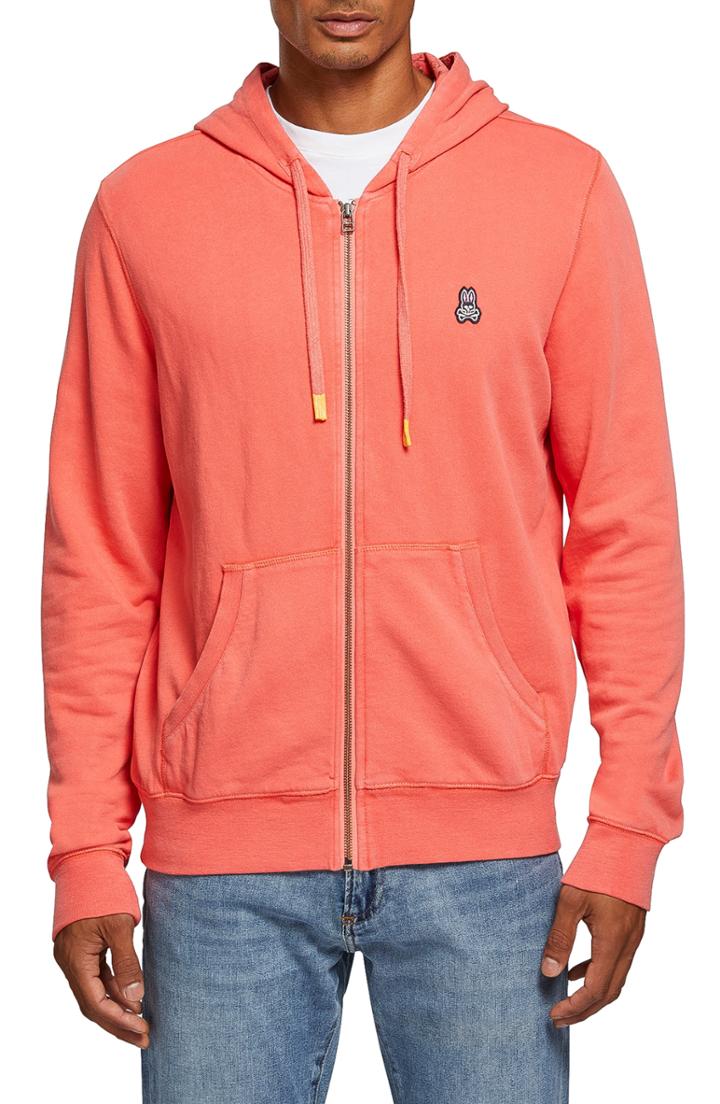 Men's Psycho Bunny Fingle Zip Hoodie (xs) - Coral
