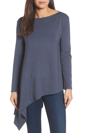 Women's Halogen Boatneck Asymmetrical Tunic, Size - Grey