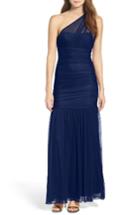 Women's Lulus One-shoulder Chiffon Gown - Blue