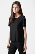 Women's Topshop Scallop Frill Tee Us (fits Like 0-2) - Black