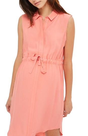 Women's Topshop Drawstring Waist Maternity Dress Us (fits Like 0-2) - Coral