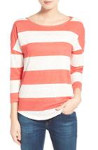 Women's Tommy Bahama 'landers' Stripe Three-quarter Sleeve Tee - Orange