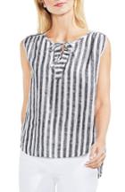 Women's Vince Camuto Resort Stripe Tie Neck Blouse, Size - Black