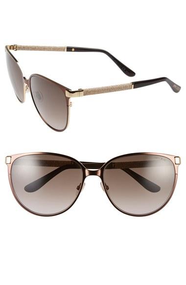 Women's Jimmy Choo 'posies' 60mm Cat Eye Sunglasses - Brown