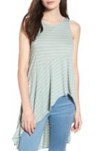 Women's Bp. Stripe Asymmetrical Hem Tank, Size - Blue/green