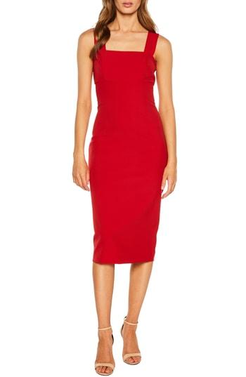 Women's Bardot Clio Square Neck Midi Sheath