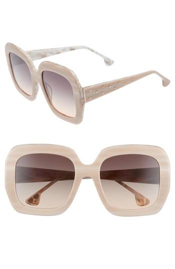 Women's Alice + Olivia Lexington 55mm Square Sunglasses - Cream Horn