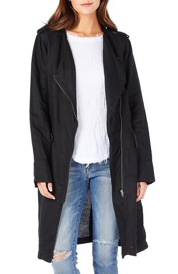 Women's Michael Stars Zip Front Trench Coat - Black