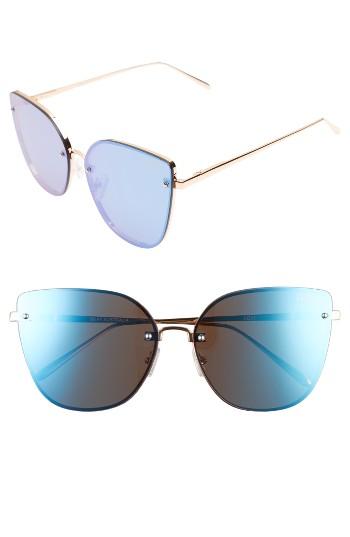 Women's Quay Australia Lexi 58mm Cat Eye Aviator Sunglasses - Gold / Purple Mirror