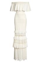 Women's Tadashi Shoji Off The Shoulder Crochet Gown - Ivory
