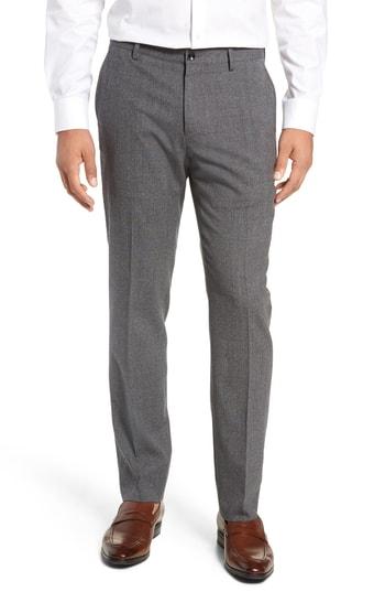 Men's Nordstrom Signature Flat Front Solid Wool Trousers - Grey