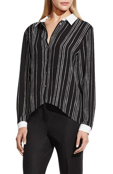 Women's Vince Camuto Stripe High/low Blouse - Black