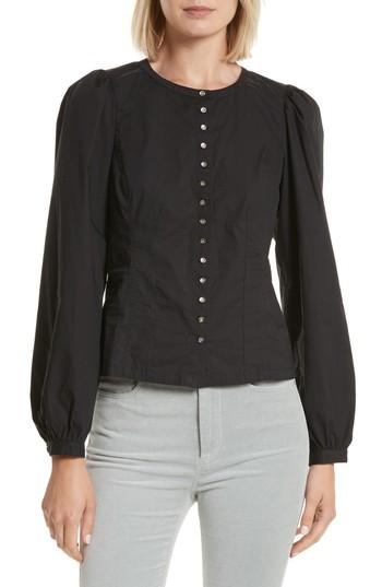 Women's Rebecca Taylor Long Sleeve Poplin Top - Black