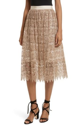 Women's Alice + Olivia Metallic Lace Skirt - Metallic
