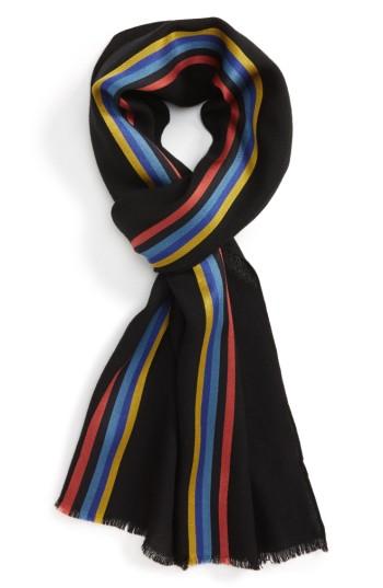 Men's Paul Smith Stripe Wool Blend Scarf, Size - Blue