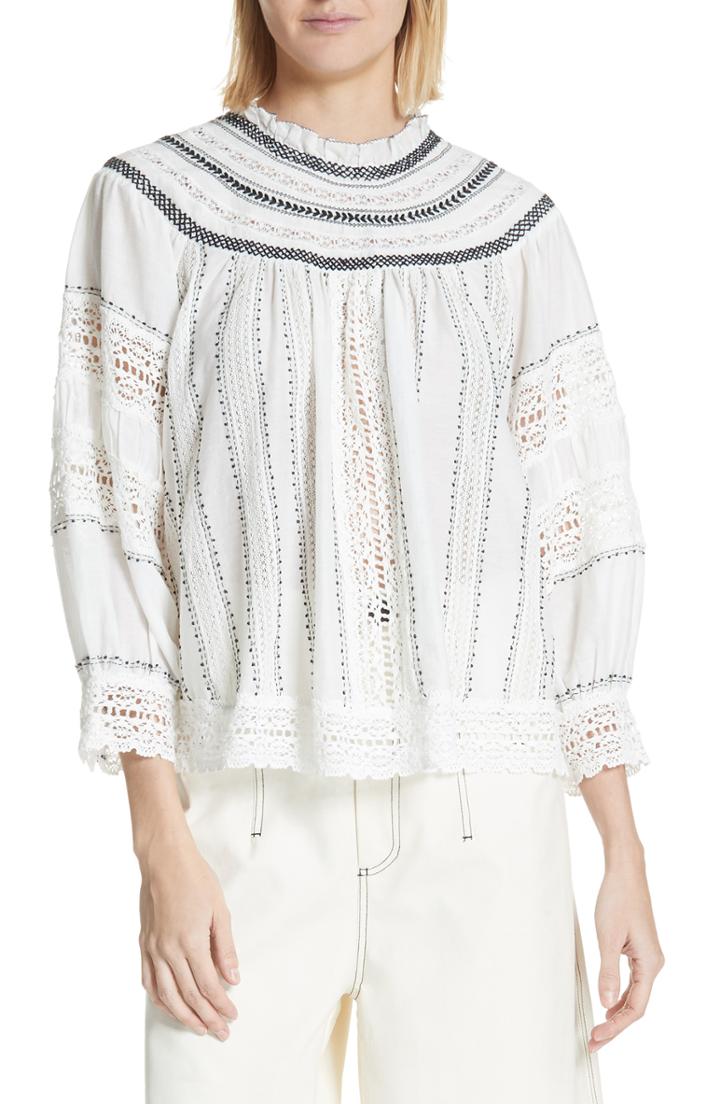 Women's Sea Louisa Crochet Peasant Top