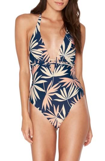 Women's L Space Pamela Palm Print One-piece Swimsuit - Blue