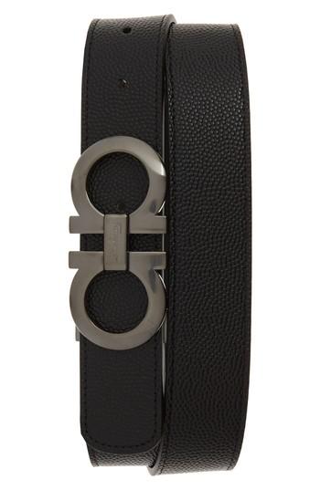 Men's Salvatore Ferragamo Leather Belt - Nero/ Chocolate