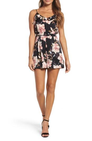 Women's 19 Cooper Floral Satin Romper - Black