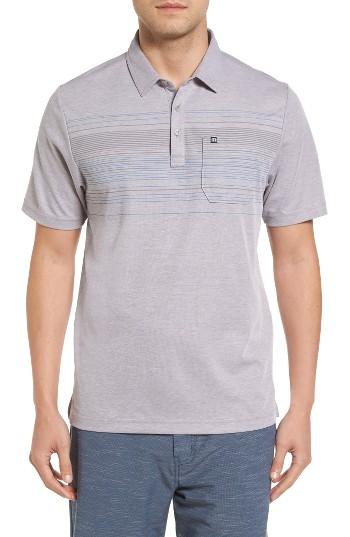 Men's Travis Mathew Van Stripe Front Polo - Grey