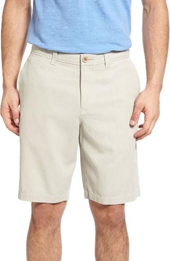 Men's Tommy Bahama Havana Herringbone Silk Blend Chino Shorts - Brown