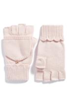 Women's Kate Spade New York Scallop Pop Top Merino Wool Mittens, Size - Pink