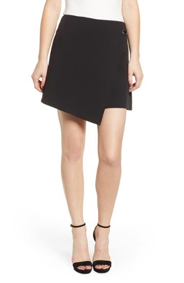 Women's Prima Button Detail Asymmetrical Miniskirt - Black