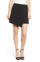 Women's Prima Button Detail Asymmetrical Miniskirt - Black