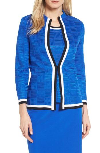 Women's Ming Wang Basketweave Jacquard Jacket - Blue