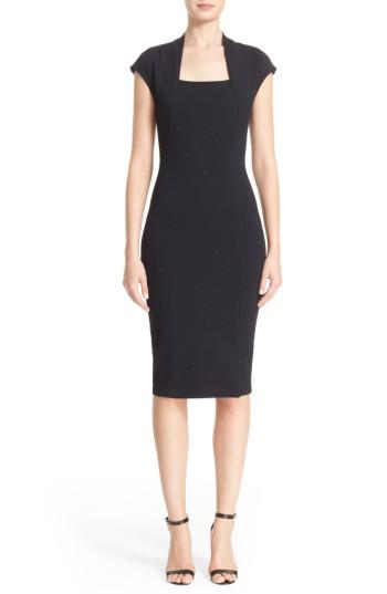 Women's St. John Collection Embellished Luxe Sculpture Knit Dress - Black