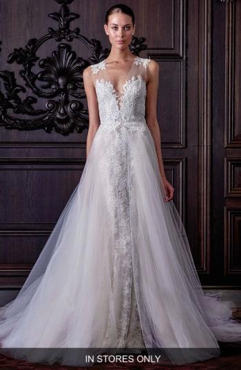 Women's Monique Lhuillier Lamour Silk Tulle Overskirt