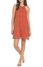 Women's Everly Stripe High Neck Swing Dress - Red
