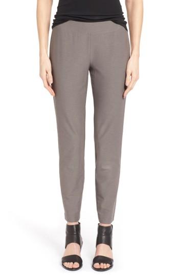 Petite Women's Eileen Fisher Stretch Crepe Ankle Pants, Size Medium P - Grey (regular & ) (online Only)