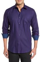 Men's Bugatchi Classic Fit Stripe Sport Shirt, Size - Purple