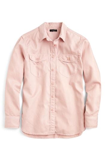 Women's J.crew Boyfriend Utility Shirt, Size - Pink