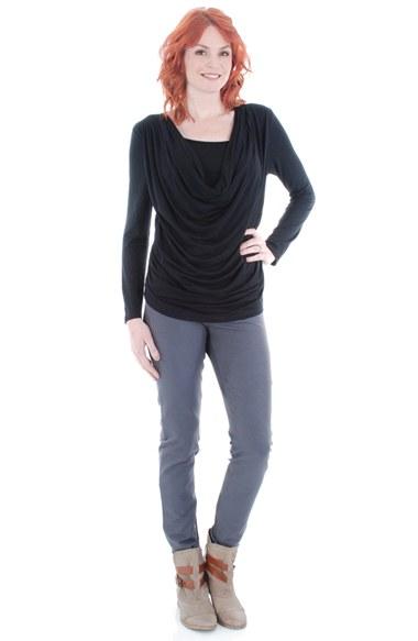 Women's Everly Grey 'kristina' Cowl Neck Maternity/nursing Top - Black