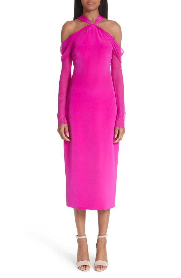 Women's Cushnie Et Ochs Trubi Chiffon Sleeve Halter Dress