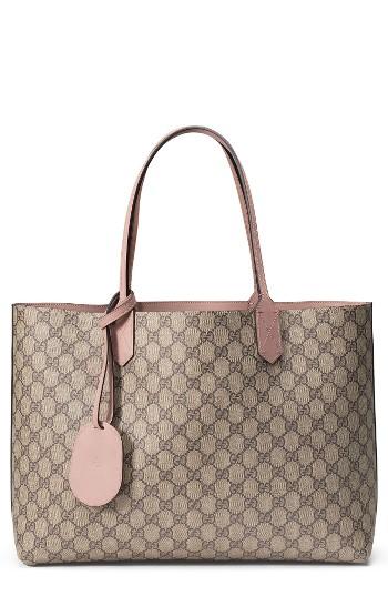 Gucci Turnaround Medium Reversible Leather Tote - Beige
