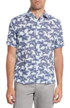 Men's Culturata Trim Fit Palm Print Linen Sport Shirt - Blue